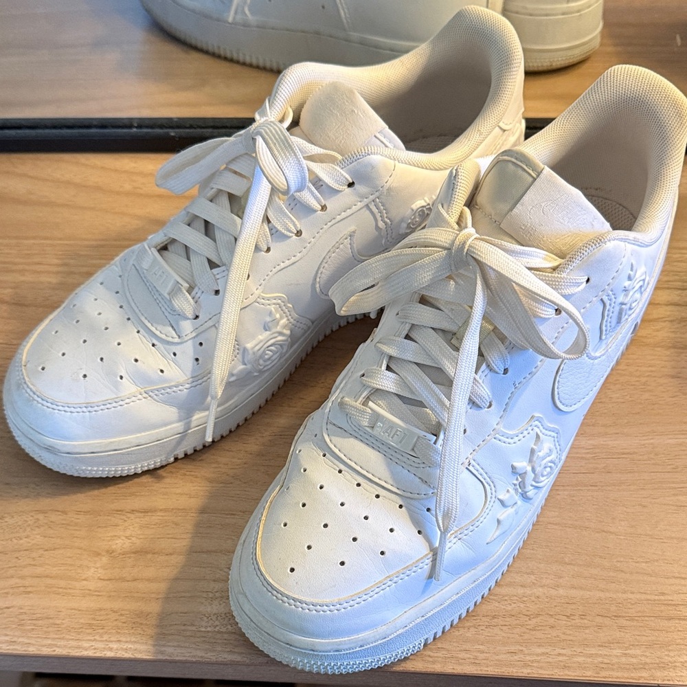 Nike Air One White  Sneakers with Embossed Rose Design